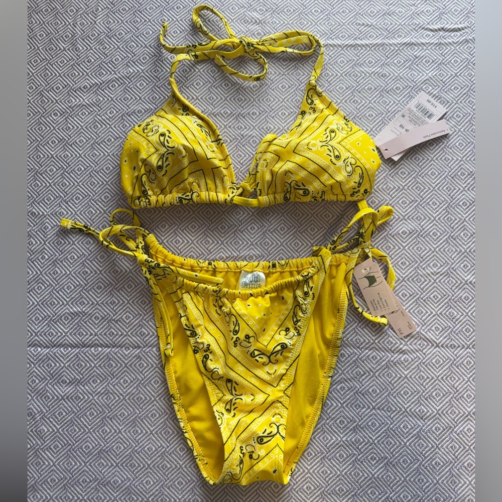 Wild Fable Yellow Patterned Bikini